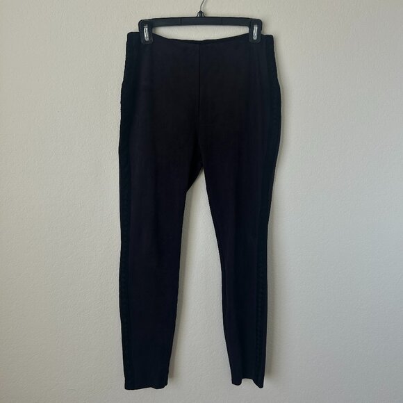 Lysse Leggings Womens Medium Black Faux Suede Braided Sides Pull On Pants M - Picture 1 of 7